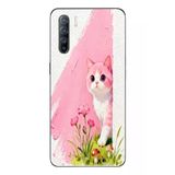 Le Balvo Oppo Reno 3 Uyumlu Pembeli Kedi Baskılı Silikon Kılıf