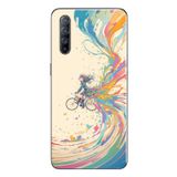 Le Balvo Oppo Reno 3 Uyumlu Rengarenk Bisikletli Kız Baskılı Silikon Kılıf