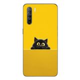 Le Balvo Oppo Reno 3 Uyumlu Sarı Gözlü Kedi Baskılı Silikon Kılıf