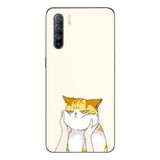 Le Balvo Oppo Reno 3 Uyumlu Sarı Kedi Yanakları Baskılı Silikon Kılıf
