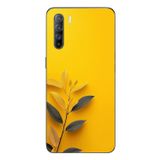 Le Balvo Oppo Reno 3 Uyumlu Sarı Siyah Çiçekler Baskılı Silikon Kılıf