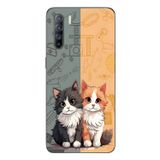 Le Balvo Oppo Reno 3 Uyumlu Sarı ve Siyah Kedi Baskılı Silikon Kılıf