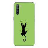 Le Balvo Oppo Reno 3 Uyumlu Tutunan Kedi Baskılı Silikon Kılıf