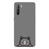 Le Balvo Oppo Reno 3 Uyumlu Uyuyan Kedi Baskılı Silikon Kılıf