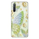 Le Balvo Oppo Reno 3 Uyumlu Yeşil Mavi Kelebek Baskılı Silikon Kılıf