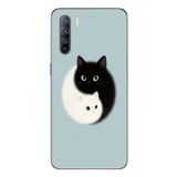 Le Balvo Oppo Reno 3 Uyumlu Yin Yang Kediler Baskılı Silikon Kılıf