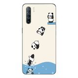 Le Balvo Oppo Reno 3 Uyumlu Yüzen Pandalar Baskılı Silikon Kılıf