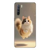 Le Balvo Oppo Reno 3 Uyumlu Zıplayan Kedi Baskılı Silikon Kılıf