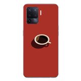 Le Balvo Oppo Reno 5 Lite Uyumlu Sade Kahve Kupası Baskılı Silikon Kılıf