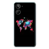 Le Balvo Realme 10 4G Uyumlu Dünya Renkli Haritası Baskılı Silikon Kılıf