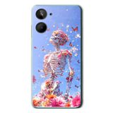 Le Balvo Realme 10 4G Uyumlu İskelet Çiçekleri Baskılı Silikon Kılıf
