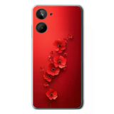 Le Balvo Realme 10 4G Uyumlu Kırmızı Kardelenler Baskılı Silikon Kılıf