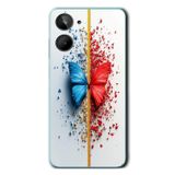 Le Balvo Realme 10 4G Uyumlu Kırmızı Mavi Kelebek Baskılı Silikon Kılıf