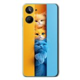 Le Balvo Realme 10 4G Uyumlu Mavi Sarı Kediler Baskılı Silikon Kılıf