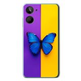 Le Balvo Realme 10 4G Uyumlu Mor Sarı Kelebek Baskılı Silikon Kılıf