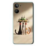 Le Balvo Realme 10 4G Uyumlu Neşeli Kedi Ailesi Baskılı Silikon Kılıf