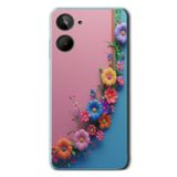 Le Balvo Realme 10 4G Uyumlu Pembe Mavi Sarmaşık Baskılı Silikon Kılıf