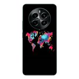 Le Balvo Realme 12 4G Uyumlu Dünya Renkli Haritası Baskılı Silikon Kılıf