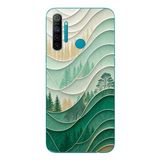 Le Balvo Realme 5i Uyumlu Beyaz Çizgili Orman Baskılı Silikon Kılıf