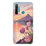 Le Balvo Realme 5i Uyumlu Çiçek Yağlı Boya Baskılı Silikon Kılıf