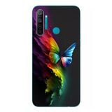 Le Balvo Realme 5i Uyumlu Gökkuşağı Kelebeği Baskılı Silikon Kılıf