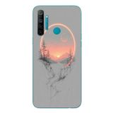 Le Balvo Realme 5i Uyumlu Günbatımı Mermer Desenli Baskılı Silikon Kılıf