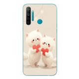 Le Balvo Realme 5i Uyumlu Kalpli Beyaz Kediler Baskılı Silikon Kılıf