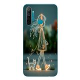 Le Balvo Realme 5i Uyumlu Kedili Neon Kız Baskılı Silikon Kılıf