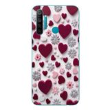 Le Balvo Realme 5i Uyumlu Kırmızı ve Pembe Kalpler Baskılı Silikon Kılıf
