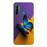 Le Balvo Realme 5i Uyumlu Mavi Kelebek Baskılı Silikon Kılıf