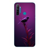 Le Balvo Realme 5i Uyumlu Mor Kuş Dalda Baskılı Silikon Kılıf