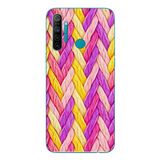 Le Balvo Realme 5i Uyumlu Mor Sarı Örgü Baskılı Silikon Kılıf