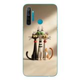 Le Balvo Realme 5i Uyumlu Neşeli Kedi Ailesi Baskılı Silikon Kılıf