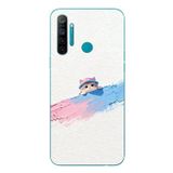 Le Balvo Realme 5i Uyumlu Pembe Mavi Kedi Baskılı Silikon Kılıf