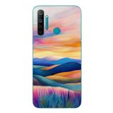 Le Balvo Realme 5i Uyumlu Renkli Pastel Günbatımı Baskılı Silikon Kılıf