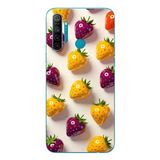 Le Balvo Realme 5i Uyumlu Sarı Kırmızı Çilekler Baskılı Silikon Kılıf