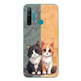 Le Balvo Realme 5i Uyumlu Sarı ve Siyah Kedi Baskılı Silikon Kılıf