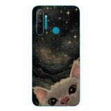 Le Balvo Realme 5i Uyumlu Siyah Gökyüzülü Kedi Baskılı Silikon Kılıf