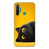 Le Balvo Realme 5i Uyumlu Yan Bakan Siyah Kedi Baskılı Silikon Kılıf
