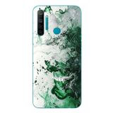 Le Balvo Realme 5i Uyumlu Yeşil Beyaz Dalgalar Baskılı Silikon Kılıf