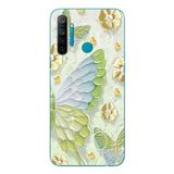 Le Balvo Realme 5i Uyumlu Yeşil Mavi Kelebek Baskılı Silikon Kılıf