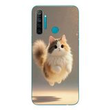 Le Balvo Realme 5i Uyumlu Zıplayan Kedi Baskılı Silikon Kılıf