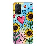Le Balvo Redmi Note 11E Uyumlu Ayçiçeği Kalpli Baskılı Silikon Kılıf