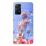 Le Balvo Redmi Note 11E Uyumlu İskelet Çiçekleri Baskılı Silikon Kılıf