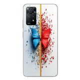 Le Balvo Redmi Note 11E Uyumlu Kırmızı Mavi Kelebek Baskılı Silikon Kılıf