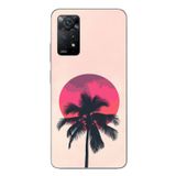 Le Balvo Redmi Note 11E Uyumlu Palmiye Kırmızı Ay Baskılı Silikon Kılıf