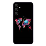 Le Balvo Samsung Galaxy A25 Uyumlu Dünya Renkli Haritası Baskılı Silikon Kılıf