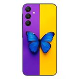 Le Balvo Samsung Galaxy A25 Uyumlu Mor Sarı Kelebek Baskılı Silikon Kılıf