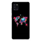 Le Balvo Samsung Galaxy A31 Uyumlu Dünya Renkli Haritası Baskılı Silikon Kılıf