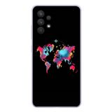 Le Balvo Samsung Galaxy A32 Uyumlu Dünya Renkli Haritası Baskılı Silikon Kılıf